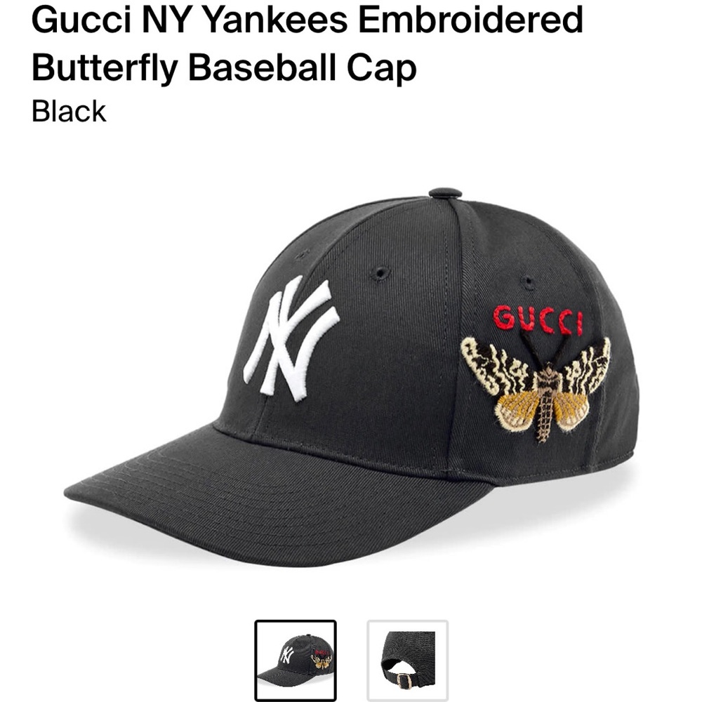 Gucci NY Yankees Embroidered Butterfly Baseball Cap